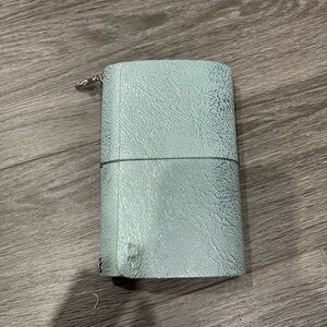 Beach theme metallic blue leather journal cover A6